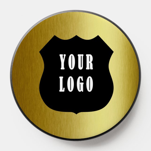 Custom Logo in Stunning Metallic Gold Background PopSocket (Popsocket)