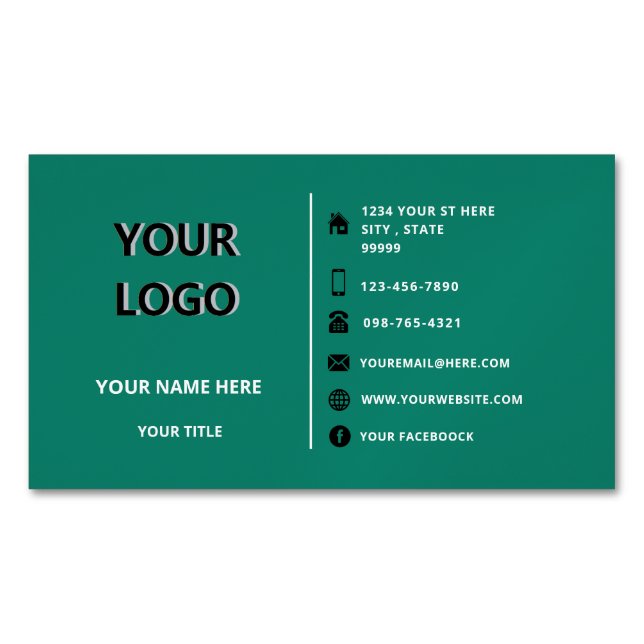 Custom Logo Info Magnetic Business Card Example (Front)