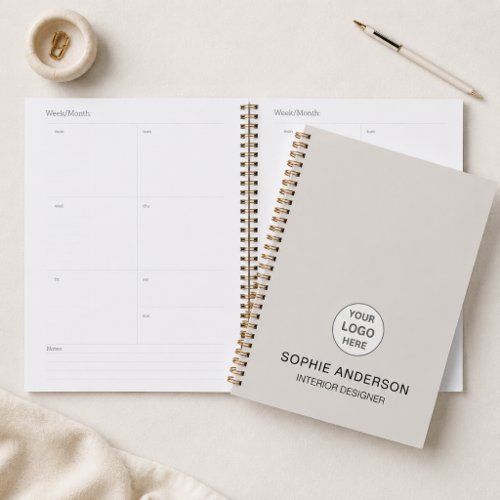 Custom Logo Interior Designer Beige Business Planner