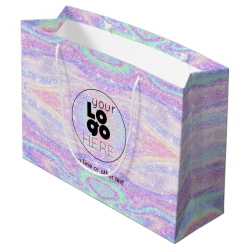 Custom Logo Iridescent Glitter Paper Shopping Bag