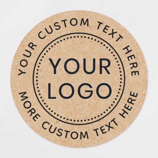 Custom logo Kraft paper look round waterproof Labels (Design 1)