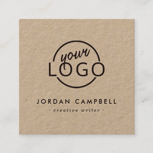 Custom logo Kraft paper modern minimalist Square Business Card