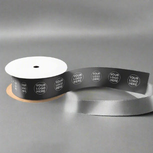 Custom Logo l Promotional Corporate Branded Gray Satin Ribbon