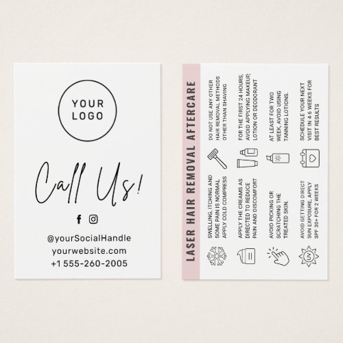 Custom Logo Laser Hair Removal Aftercare Card