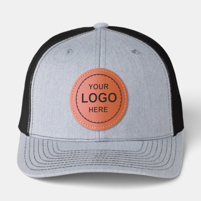 Custom Logo Leather Patch Trucker Hat: Personalize Leather Patch Hat (Front)