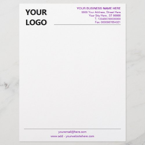 Custom Logo Letterhead with Your Colors and Font