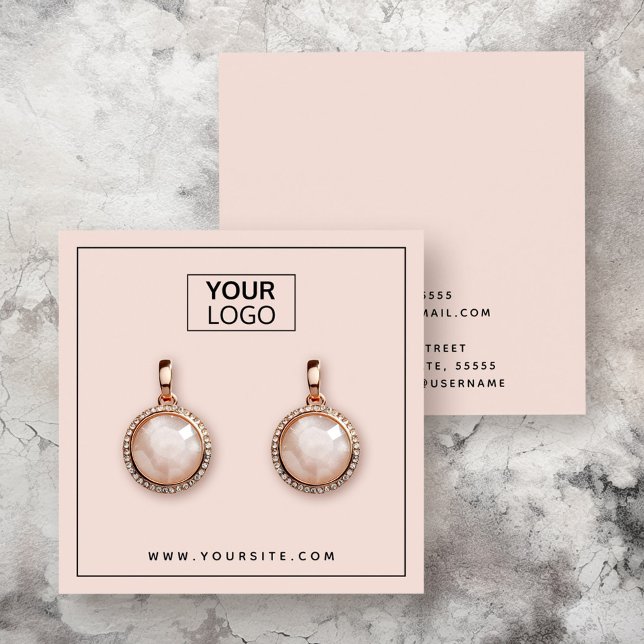 Custom logo light blush pink earring display card (Custom logo light blush pink earring display card)