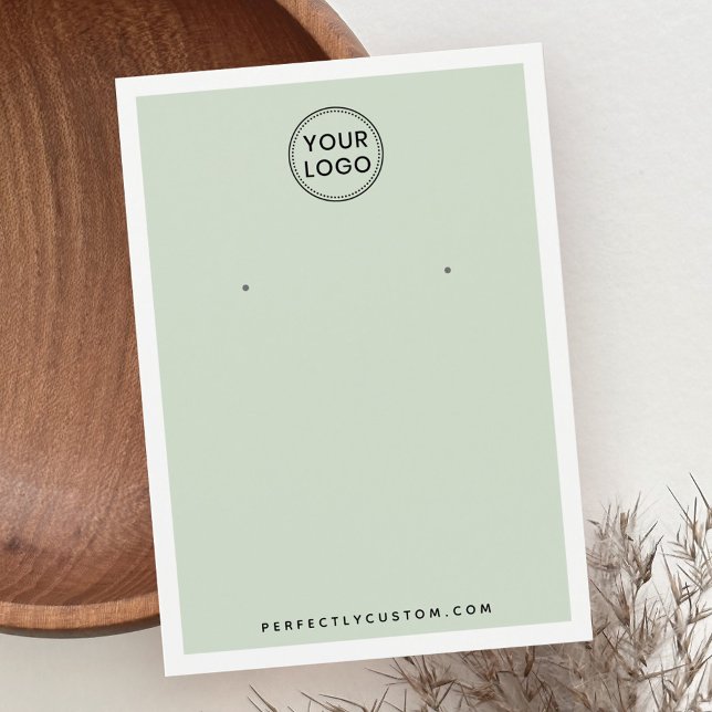 Custom logo light sage green earring display card (Creator Uploaded)