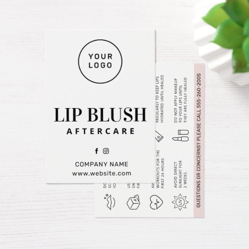 Custom Logo Lip Blush  Aftercare Card