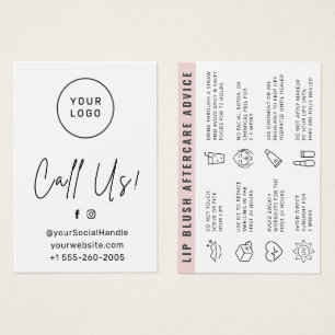 Custom Logo Lip Blush Aftercare Instructions Card 