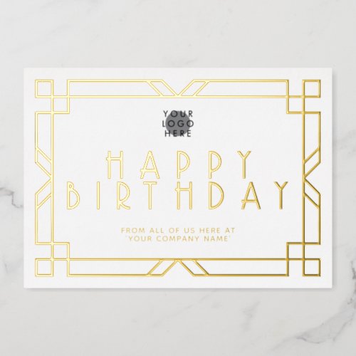 Custom Logo Luxury Art Deco Business Birthday Gold Foil Invitation