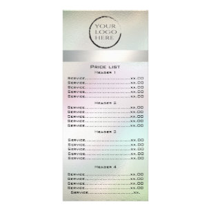 Custom logo luxury pearl holographic menu card
