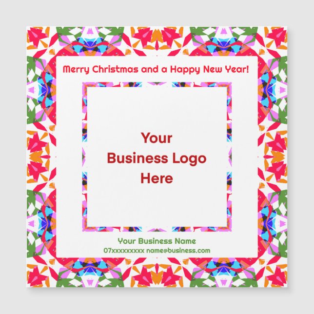 Custom Logo Magnetic Happy Christmas Business Card (Front)