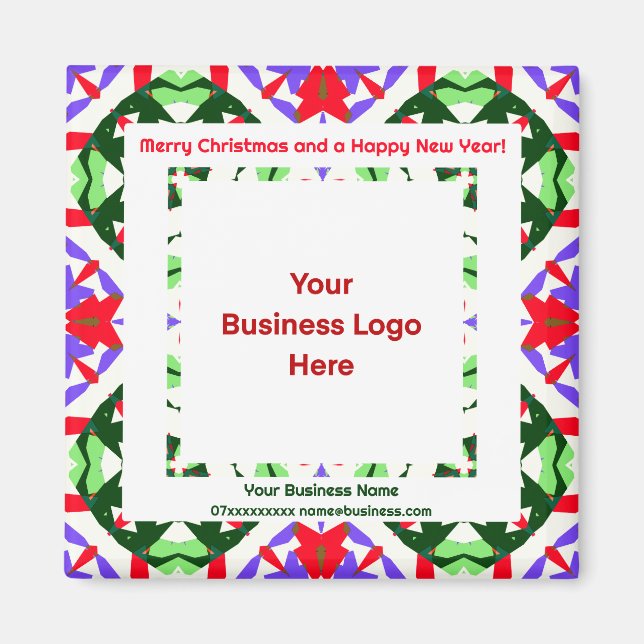 Custom Logo Magnetic Happy Christmas Business Card Magnet (Front)