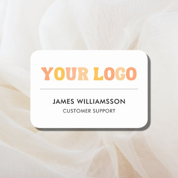 Custom Logo Magnetic Or Pin Back Employee Name Tag by thesmallbusinessshop at Zazzle