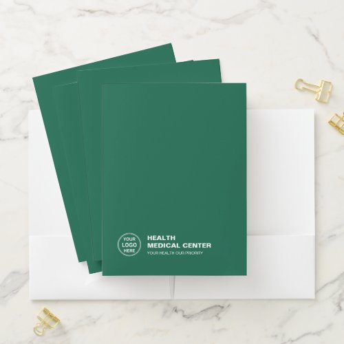Custom Logo Medical Clinic Healthcare Green Pocket Folder