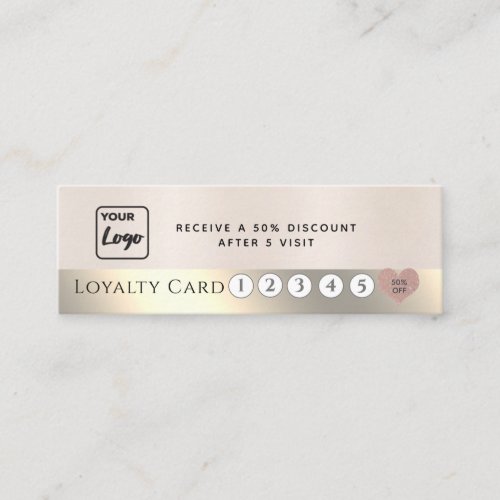 Custom logo metallic pearl pink heart loyalty card