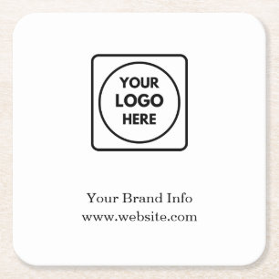 Custom Logo Minimal Modern Corporate Branding Square Paper Coaster