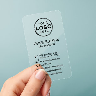 Custom Logo Minimal Modern Vertical Clear Business Cards