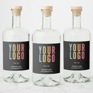Custom Logo Minimalist Black Liquor Bottle Label