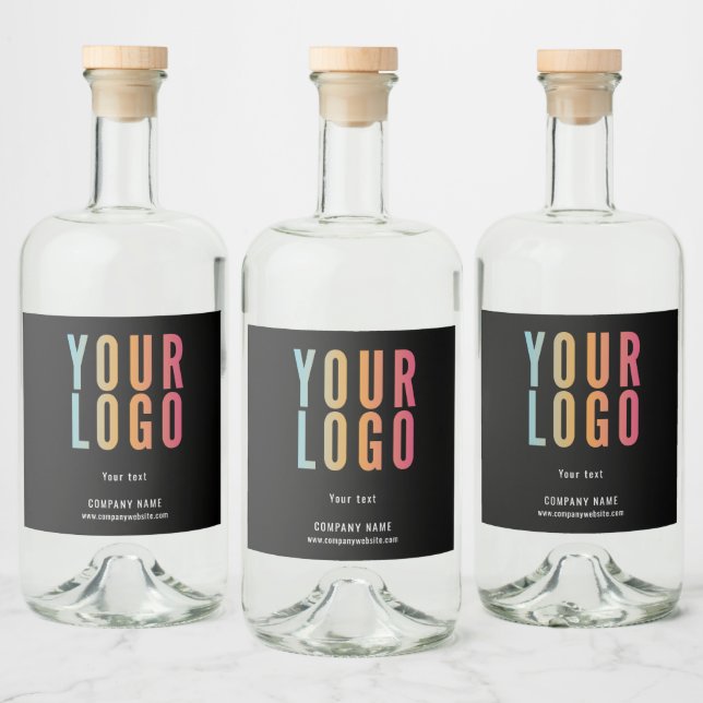 Custom Logo Minimalist Black Liquor Bottle Label (Bottles)