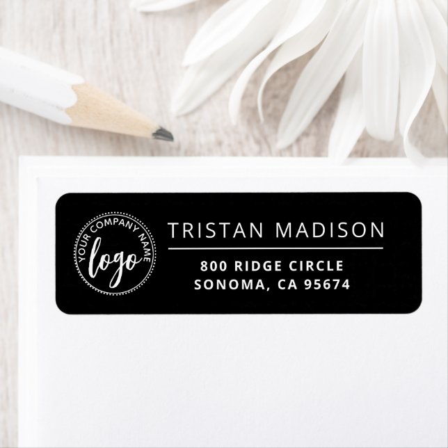 Custom Logo Minimalist Black Return Address Labels (Insitu)