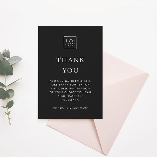 Custom Logo Minimalist Business Company Editable Thank You Card