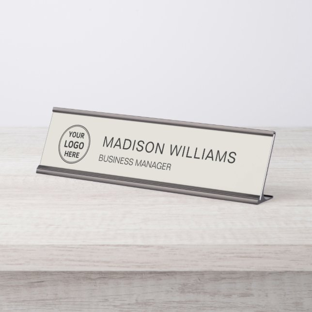 Custom Logo Minimalist Business Corporate Desk Name Plate (Front)