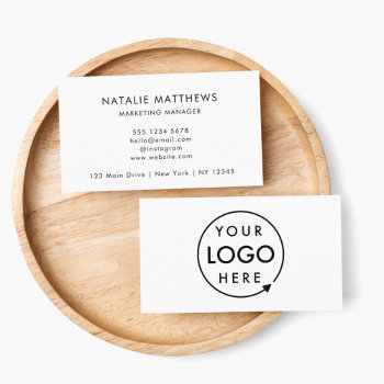 Custom Logo | Minimalist Corporate Professional Business Card by GuavaDesign at Zazzle