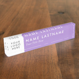 Custom Logo Minimalist Lavender Purple Lilac Desk Name Plate