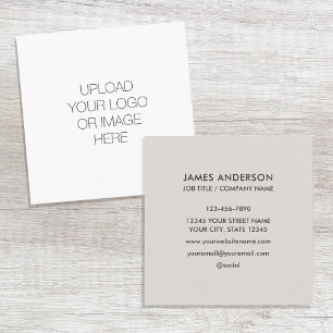Custom Logo Minimalist Light Gray Square Business Card