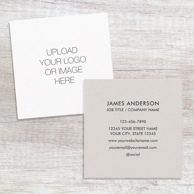 Custom Logo Minimalist Light Gray Square Business Card (Creator Uploaded)