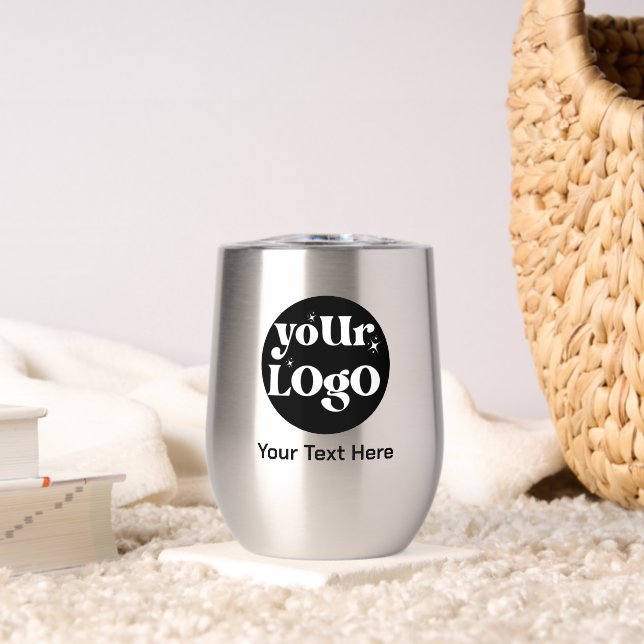 Custom Logo, Minimalist Logo and Text Business Thermal Wine Tumbler (Living Room (Rotated))