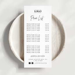 Custom Logo Minimalist Services Script Price List Rack Card