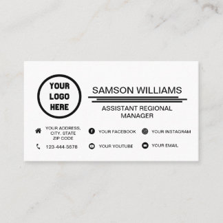 Custom Logo Minimalist Social Media Icons Business Business Card