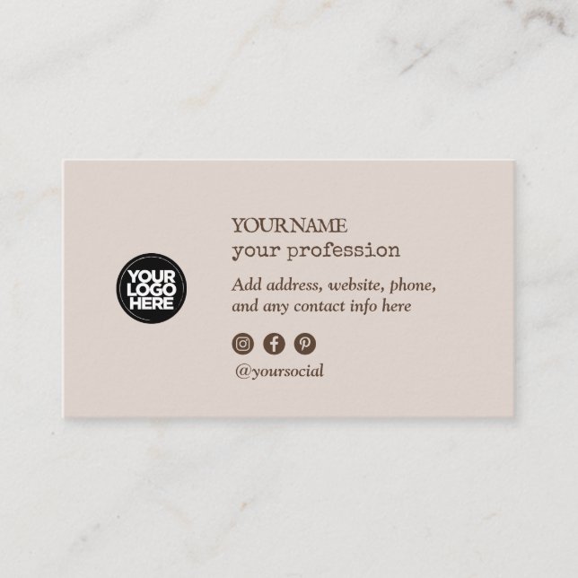 Custom Logo Minimalist Social Media Icons Business Card (Front)
