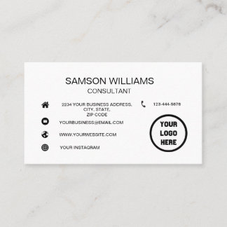 Custom Logo Minimalist Social Media Icons Business Card