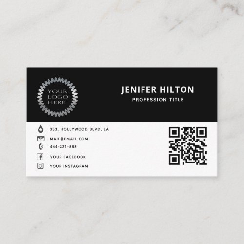 Custom logo minimalist social media icons QR code Business Card