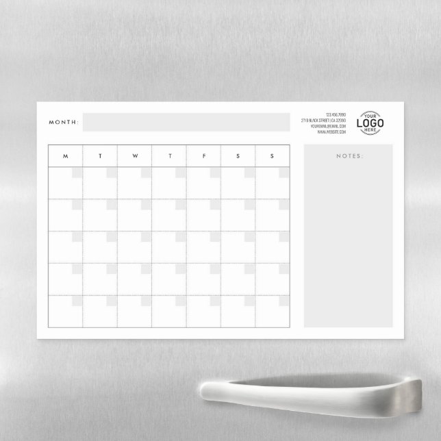 Custom Logo Minimalist Undated Month Plan Notes Magnetic Dry Erase Sheet (In Situ)