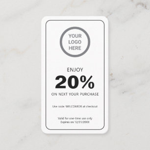 Custom Logo Minimalist White Discount Card