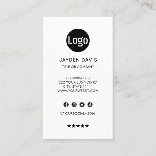 Custom logo minimalist white vertical business car business card