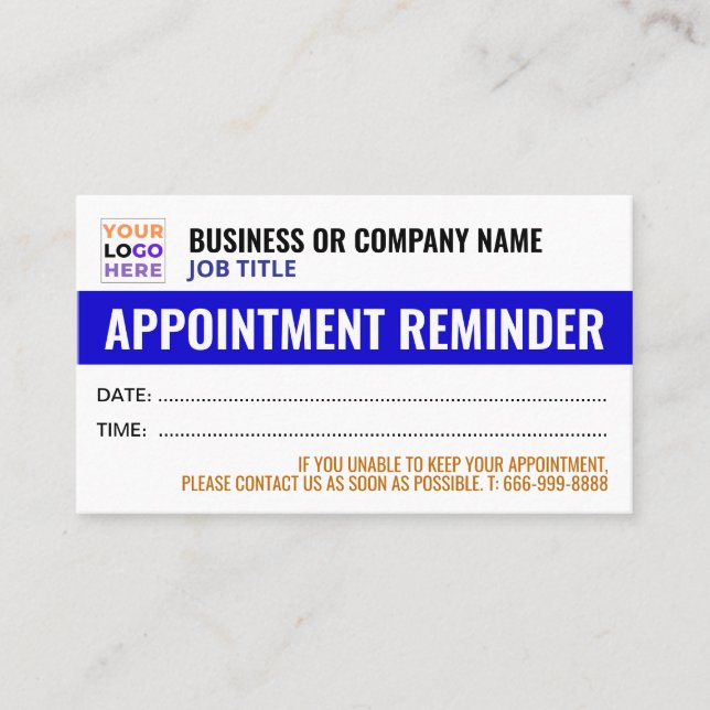 Custom Logo | Modern Appointment Reminder Cards (Front)