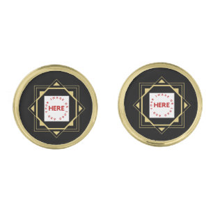 Custom Logo Modern Art Deco Corporate Cufflinks