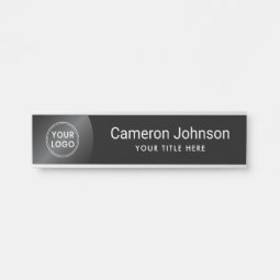 Custom logo modern black and dark gradient door sign | Zazzle