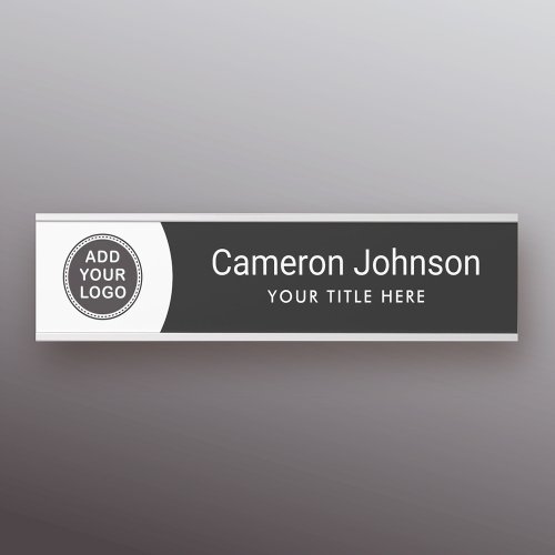 Custom logo modern black and white door sign