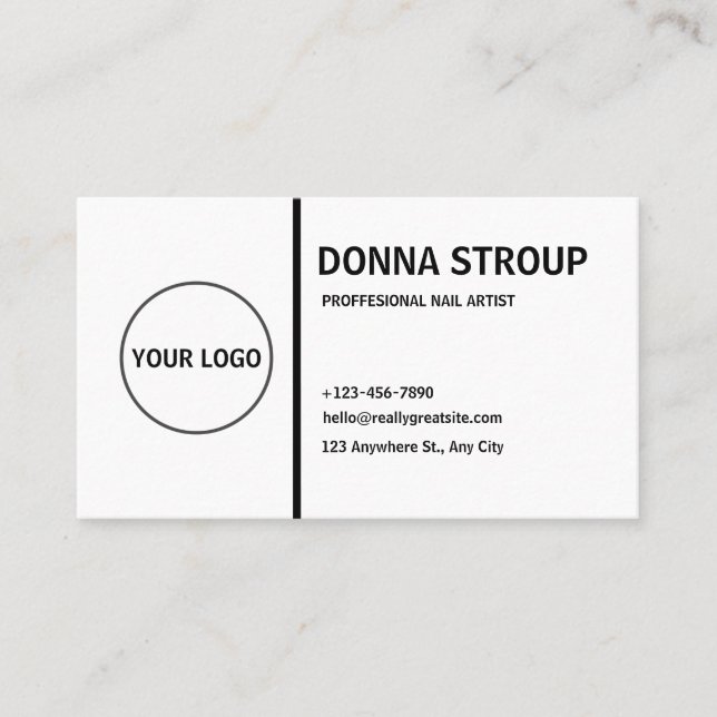 Custom Logo Modern Black White Business Card (Front)