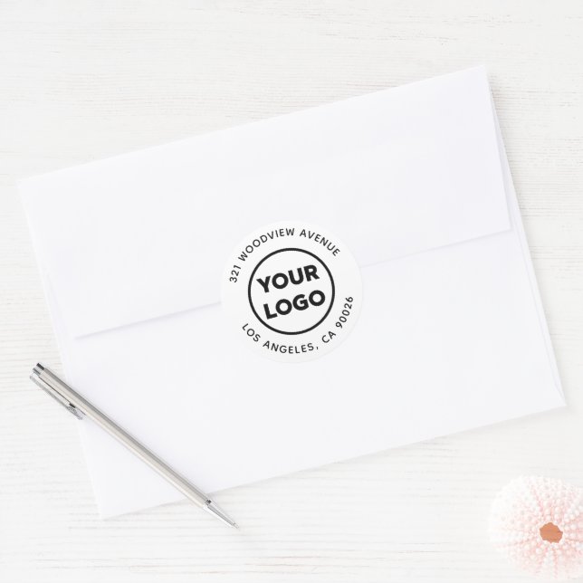 Custom Logo Modern Business Return Address Classic Round Sticker (Envelope)