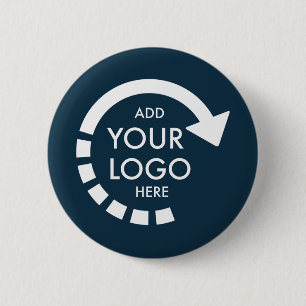 Custom Logo Modern Corporate Business   Navy Blue Button