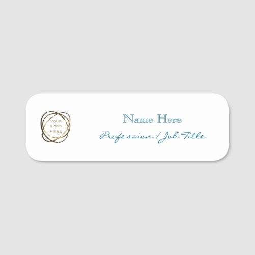 Custom Logo Modern Elegant Aqua Turquoise White    Name Tag