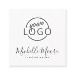 Custom logo modern feminine minimalist white square business card Custom logo modern feminine minimalist white square business card
